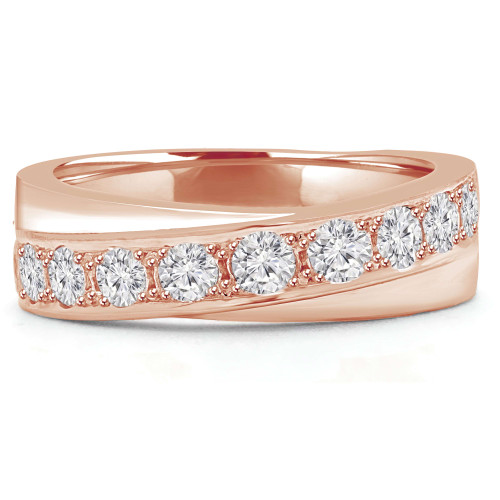 Round Lab Created Diamond Fashion Semi-Eternity Wedding Band Ring in Rose Gold (MVSXB1016-R)