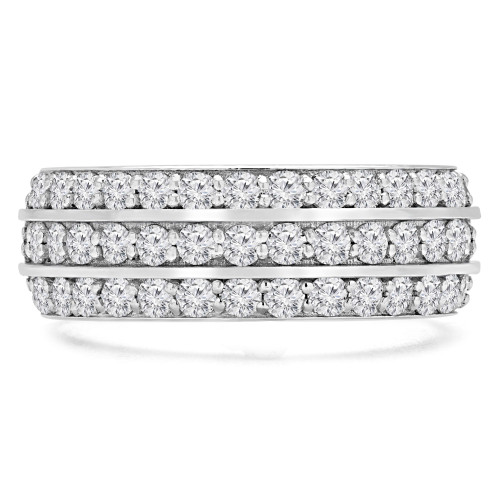 Round Lab Created Diamond Semi-Eternity Wedding Band Ring in White Gold (MVSXB1052-W)