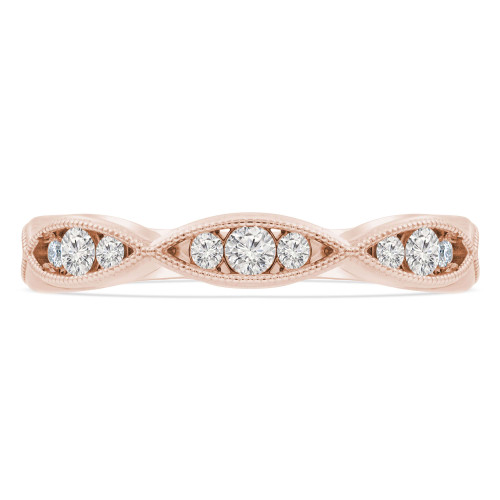 Round Lab Created Diamond Tiara Semi-Eternity Wedding Band Ring in Rose Gold (MVSXB1066-R)