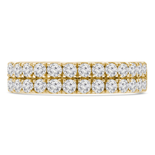 Round Lab Created Diamond Two-Row Semi-Eternity Wedding Band Ring in Yellow Gold (MVSXB1077-Y)