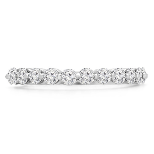 Round Lab Created Diamond 3/4 Way Semi-Eternity Wedding Band Ring in White Gold (MVSXB1079-W)