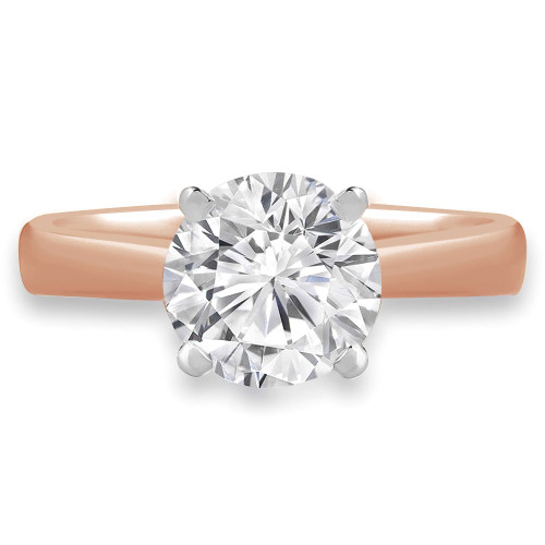 Round Diamond Tapered Cathedral Solitaire Engagement Ring in Rose Gold (MVS0017-R)