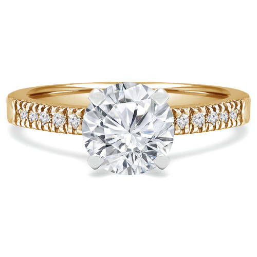 Round Diamond 6-Prong Solitaire with Accents Engagement Ring in Yellow Gold (MVS0053-Y)