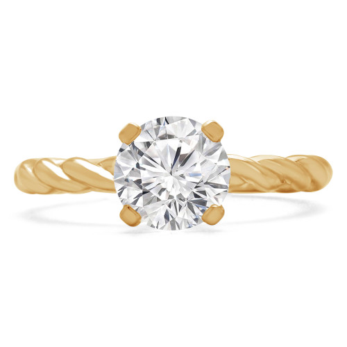 Round Diamond Twisted Solitaire Engagement Ring in Yellow Gold (MVS0191-Y)
