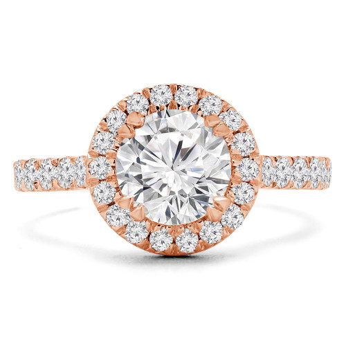Round Diamond Cathedral Round Halo Engagement Ring in Rose Gold (MVS0226-R)