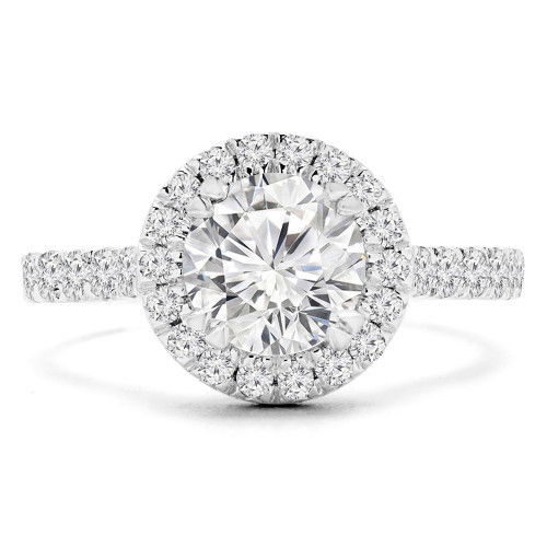 Round Diamond Cathedral Round Halo Engagement Ring in White Gold (MVS0226-W)