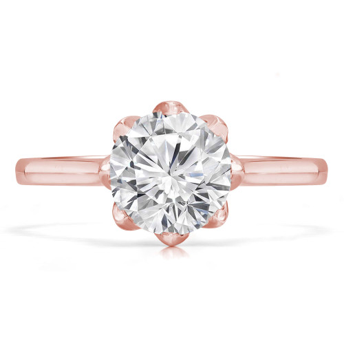 Round Diamond 8-Prong Floral Cathedral Solitaire Engagement Ring in Rose Gold (MVS0281-R)