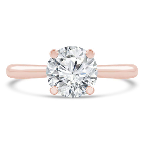 Round Diamond Cathedral Diamond Bridge Hidden Halo Solitaire with Accents Engagement Ring in Rose Gold (MVS0290-R)