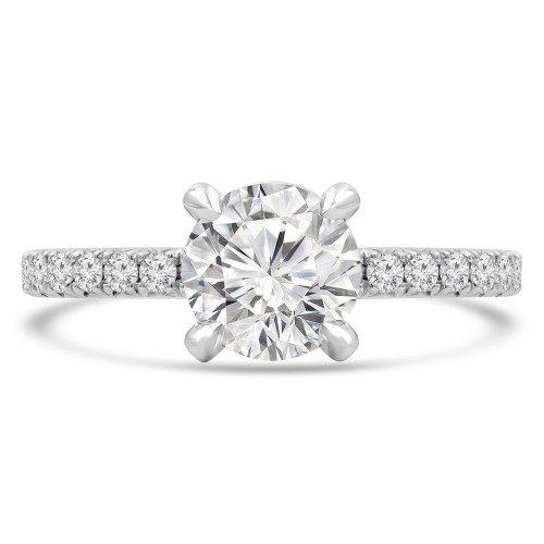 Round Diamond Diamond Prongs Solitaire with Accents Engagement Ring in White Gold (MVS0303-W)