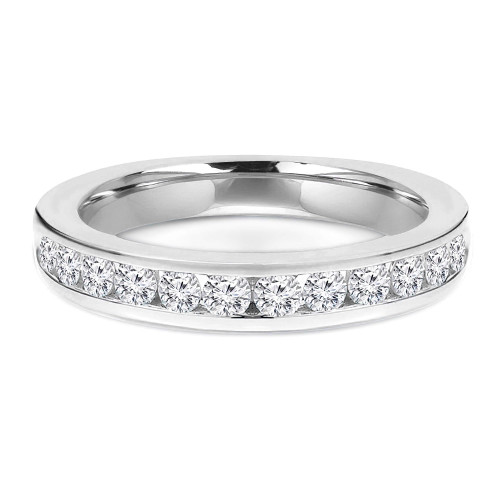 Round Diamond Channel Set Semi-Eternity Wedding Band Ring in White Gold (MVSXB1081-W)