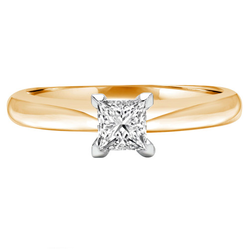 Princess Lab Created Diamond V Prong Solitaire Engagement Ring in Yellow Gold (MVSS1017-Y)