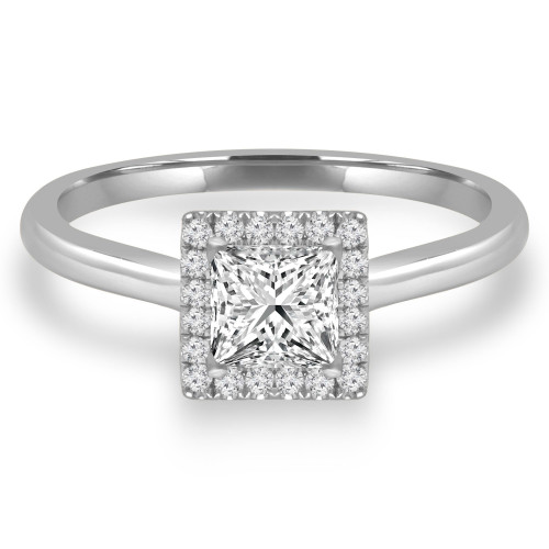 Princess Lab Created Diamond Square Halo Engagement Ring in White Gold (MVSS1024-W)