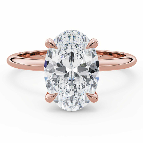3/5 CT Oval Diamond Solitaire Engagement Ring in 14K Rose Gold (MD220398)