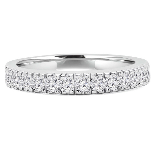 Round Diamond Semi-Eternity Wedding Band Ring in White Gold (MVSXB0010-W)
