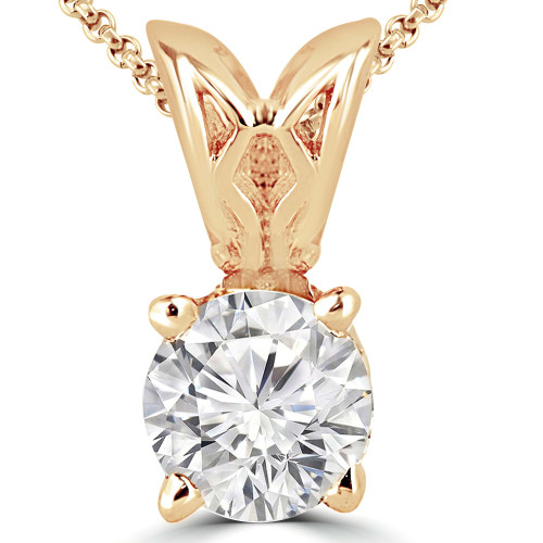 Round Lab Created Diamond 4-Prong Solitaire Pendant in 14K Yellow Gold (MVSP2003-Y)