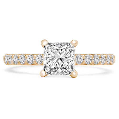 1 1/8 CTW Princess Diamond Solitaire with Accents Engagement Ring in 14K Yellow Gold (MD240432)