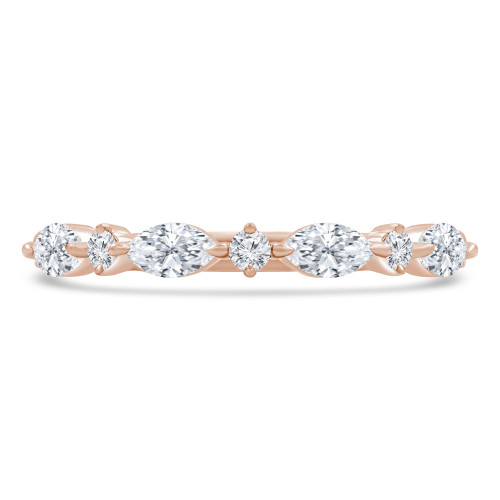 4/5 CTW Marquise Lab Created Diamond  3/4 Way Alternating Shape Shared-prong Semi-Eternity Anniversary Wedding Band Ring in 14K Rose Gold (MD250415)
