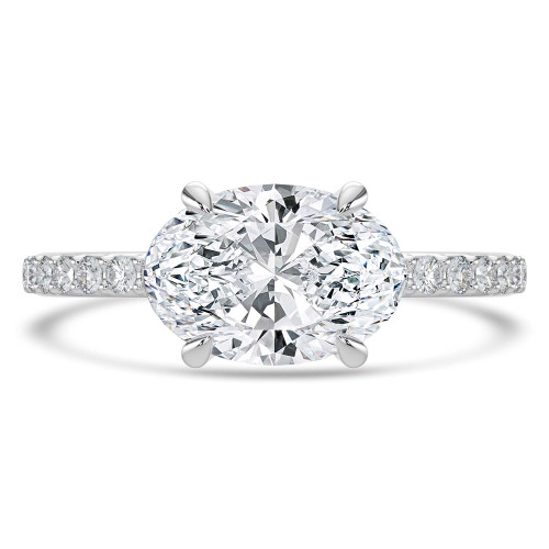 1 3/4 CTW Oval Lab Created Diamond  Horizontal Set Solitaire with Accents Ring in 14K White Gold (MD250437)