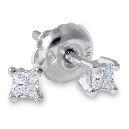 1/10 CTW Princess Lab Created Diamond  4-Prong Solitaire Stud Earrings in 14K White Gold (PROMODIASTUDSPR)