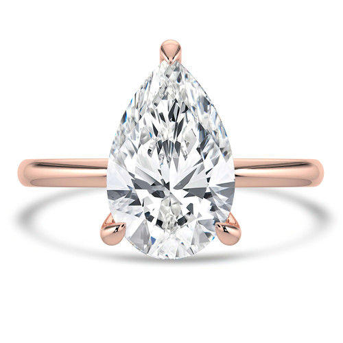 2.07 CTW Pear Lab Created Diamond Open Bridge Hidden Halo Solitaire with Accents Engagement Ring With an IGI Certified 2 CT VS1 D Center in 14K Rose Gold (MVSHE1347-R)