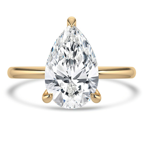 2.07 CTW Pear Lab Created Diamond Open Bridge Hidden Halo Solitaire with Accents Engagement Ring With an IGI Certified 2 CT VS1 D Center in 14K Yellow Gold (MVSHE1347-Y)