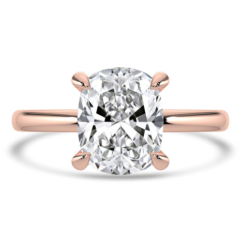 1.59 CTW Cushion Lab Created Diamond Hidden Halo Solitaire with Accents Engagement Ring With an IGI Certified 1.5 CT VS1 D Center in 14K Rose Gold (MVSHE1381-R)