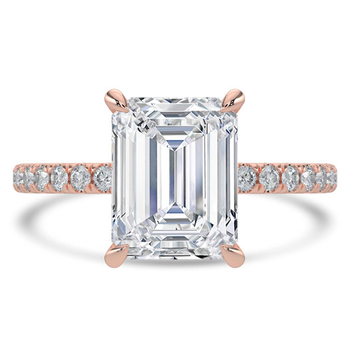 1.81 CTW Emerald Lab Created Diamond Hidden Halo Solitaire with Accents Engagement Ring With an IGI Certified 1.5 CT VS1 D Center in 14K Rose Gold (MVSHE1461-R)