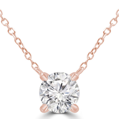 0.5 CTW Round Lab Created Diamond Solitaire Necklace With an IGI Certified 0.5 CT VS1 D Center in 14K Rose Gold (MVSNH2002-50-R)