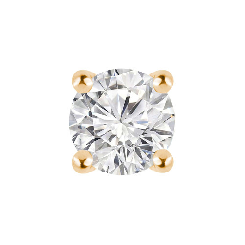 Round Lab Created Diamond 4-Prong Single Mens Stud Earring in 14K Yellow Gold with Screwback (MVSE3002-Y)