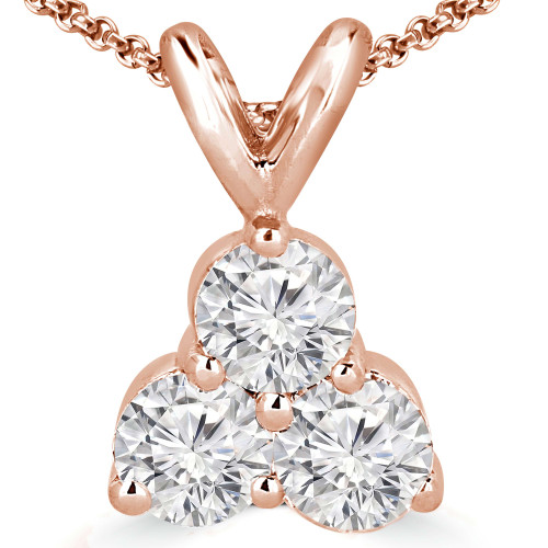 Round Diamond Three-Stone Pendant in 14K Rose Gold (MVSPX0003-R)