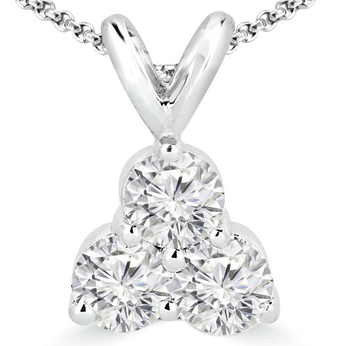 Round Diamond Three-Stone Pendant in 14K White Gold (MVSPX0003-W)