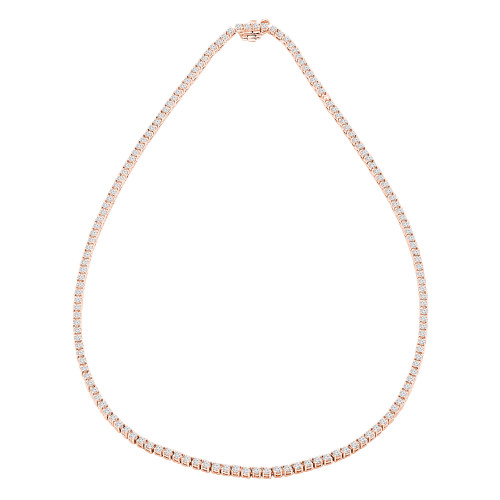 Round Lab Created Diamond 4-Prong Tennis Necklace in 14K Rose Gold (MVSTN001-R)