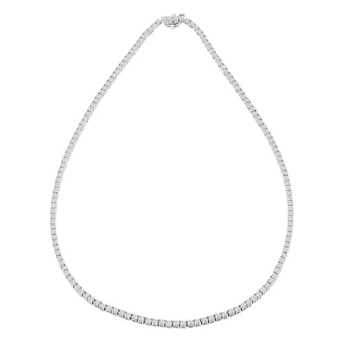 Round Lab Created Diamond 4-Prong Tennis Necklace in 14K White Gold (MVSTN001-W)