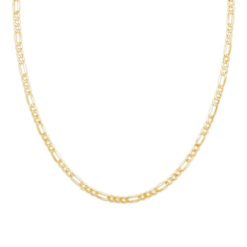 Hollow Flat Figaro Chain Necklace in Yellow Gold  (MDVSC0019)