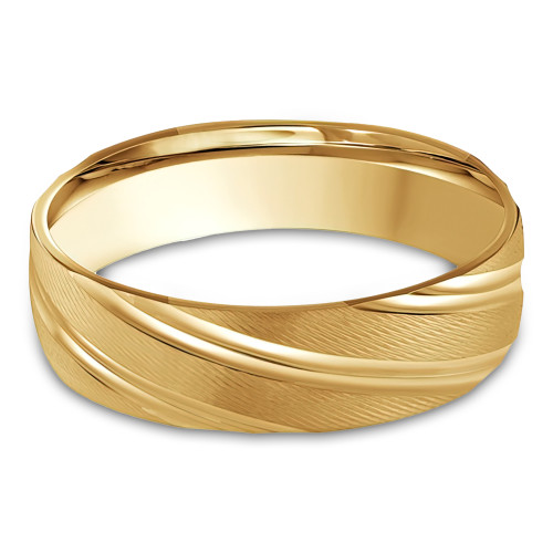 6 MM Modern Mens Wedding Band in Yellow Gold (MDVB0706)