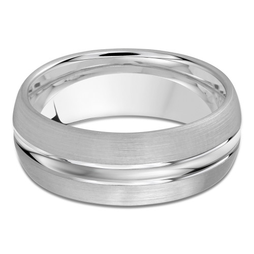 8 MM Modern Mens Wedding Band in White Gold (MDVB0721)