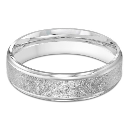 6 MM High Polish Modern Mens Wedding Band in White Gold (MDVB0725)