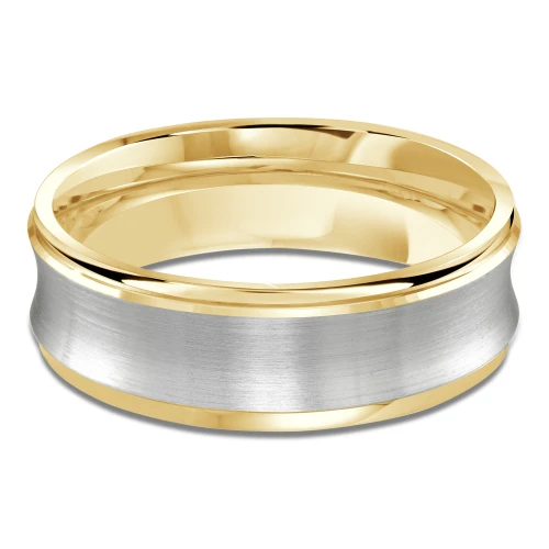 7 MM Modern Mens Wedding Band in Two-Tone Yellow & White Gold (MDVB0726)