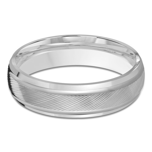 6 MM with High Polish Grooves Modern Mens Wedding Band in White Gold (MDVB0728)