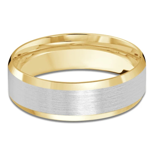 7 MM Modern Mens Wedding Band in Two-Tone Yellow & White Gold (MDVB0742)