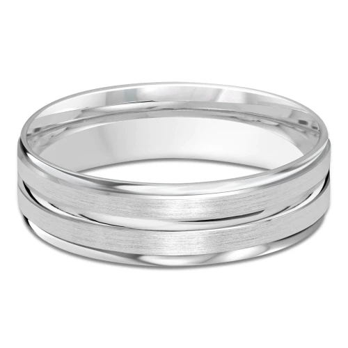6 MM Modern Mens Wedding Band in White Gold (MDVB0744)