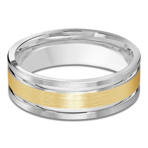 7 MM Modern Mens Wedding Band in Two-Tone White & Yellow Gold (MDVB0749)