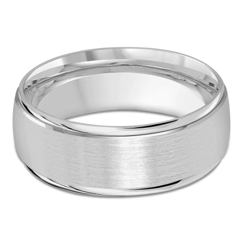 8 MM Modern Mens Wedding Band in White Gold (MDVB0757)