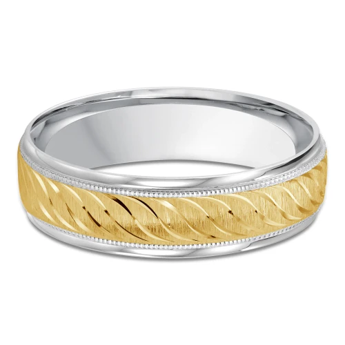 6 MM Modern Mens Wedding Band in Two-Tone White & Yellow Gold (MDVB0765)