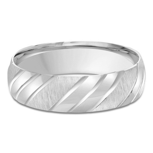 6 MM Modern Mens Wedding Band in White Gold (MDVB0770)