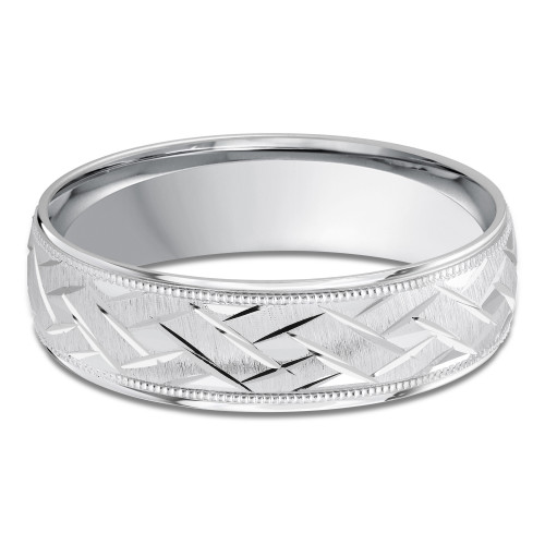 6 MM Modern Mens Wedding Band in White Gold (MDVB0772)