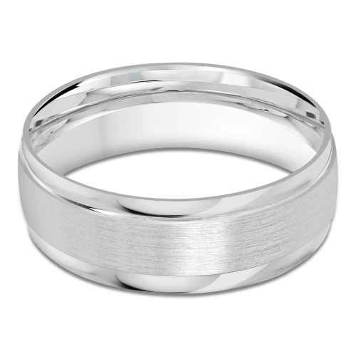 7 MM Modern Mens Wedding Band in White Gold (MDVB0775)