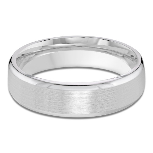 6 MM Satin Finish High Polish Modern Mens Wedding Band in White Gold (MDVB0777)