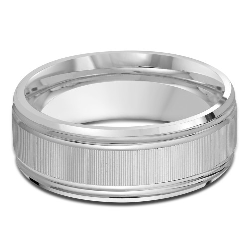 8 MM Modern Mens Wedding Band in White Gold (MDVB0781)