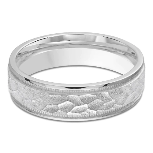 6 MM Modern Mens Wedding Band in White Gold (MDVB0792)